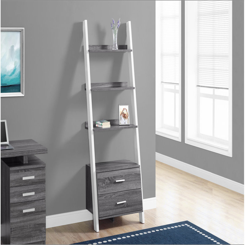 Bibliothèque, bibliothèque, étagère, échelle, 4 niveaux, h 69 po, bureau, chambre à coucher