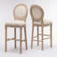 Ensemble de 2 tabourets de bar en bois français avec sièges rembourrés beige, pour îlot de cuisine et coin-repas