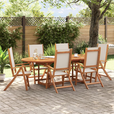 6 - Person Solid Wood Patio Dining Set Rectangular Table