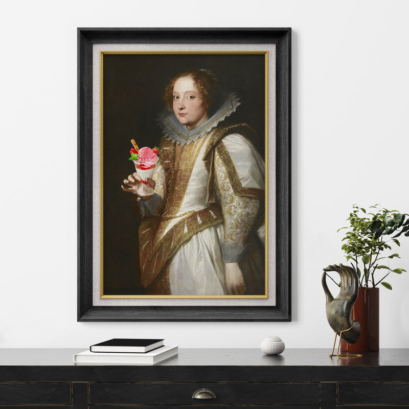 "English British Queen Sundae" sur toile, H 36 po x l 26 po, Cadre noir de qualité supérieure