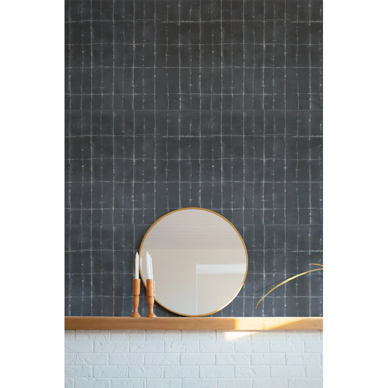 Wash Grid - Wallpaper, Indigo, Premium Paper, Non-Pasted
