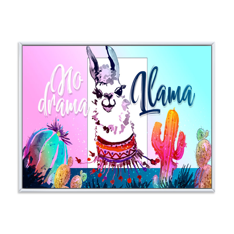 No Drama Llama - Photographie sur toile, Toile blanche encadrée, H 12 po x l 20 po x p 1 po