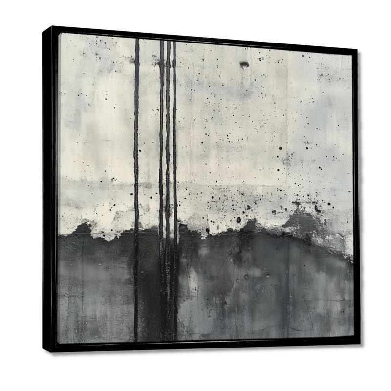 Iron Line Canvas, Concrete Wall Art, Cemiyah, H 44 po x l 44 po, Cadre flottant noir
