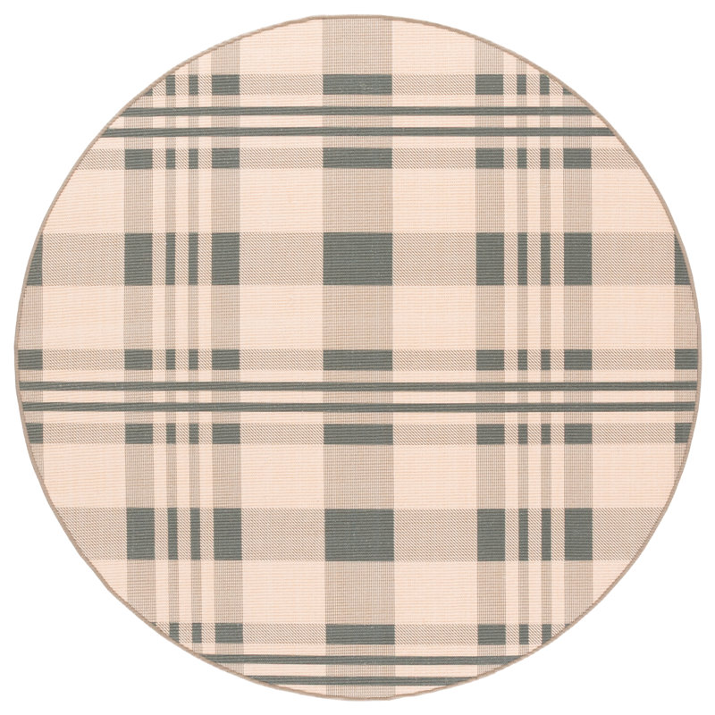 Natural Fiber 157 Sisal Pile Plaid Rug, Round 6'