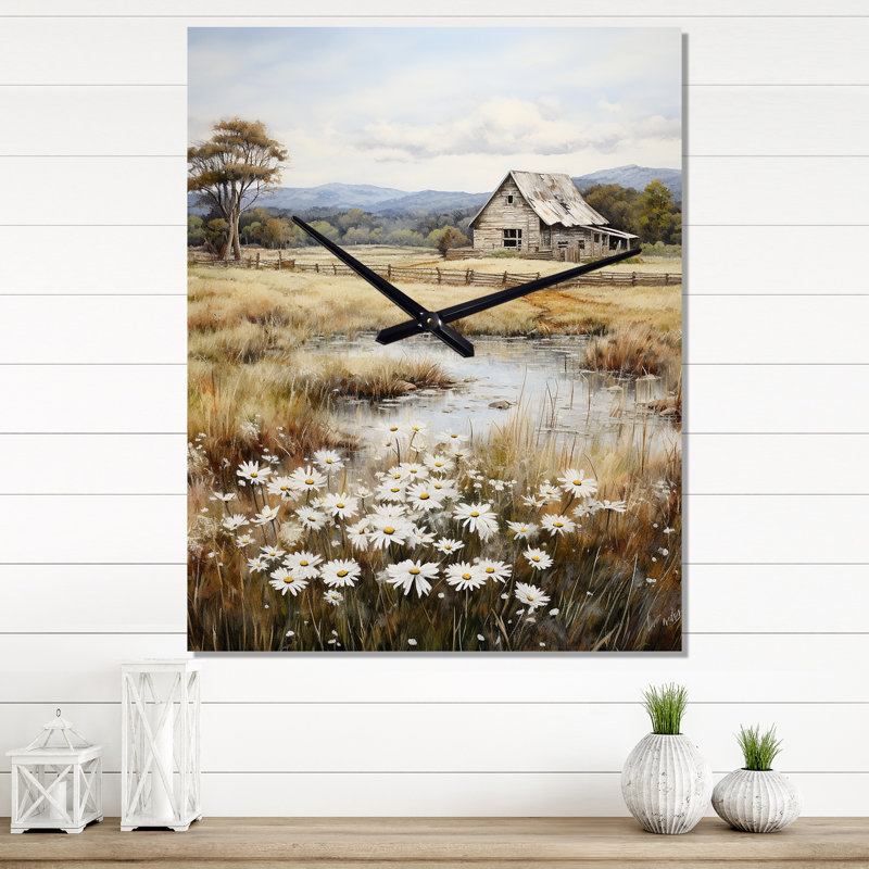 Farmhouse Quiet Retreat I - Horloges murales florales, Médium