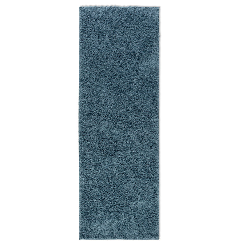 Solid Colour Machine Woven Teal Area Rug, Rectangle 80cm x 240cm
