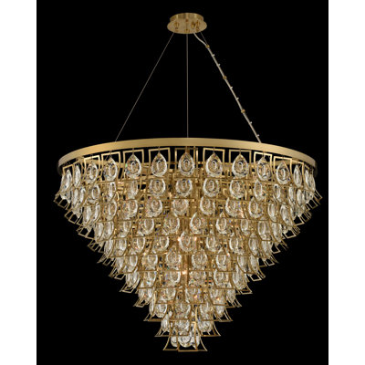 Carmella 15 LT Brushed Brass/Clear Chandelier Allegri