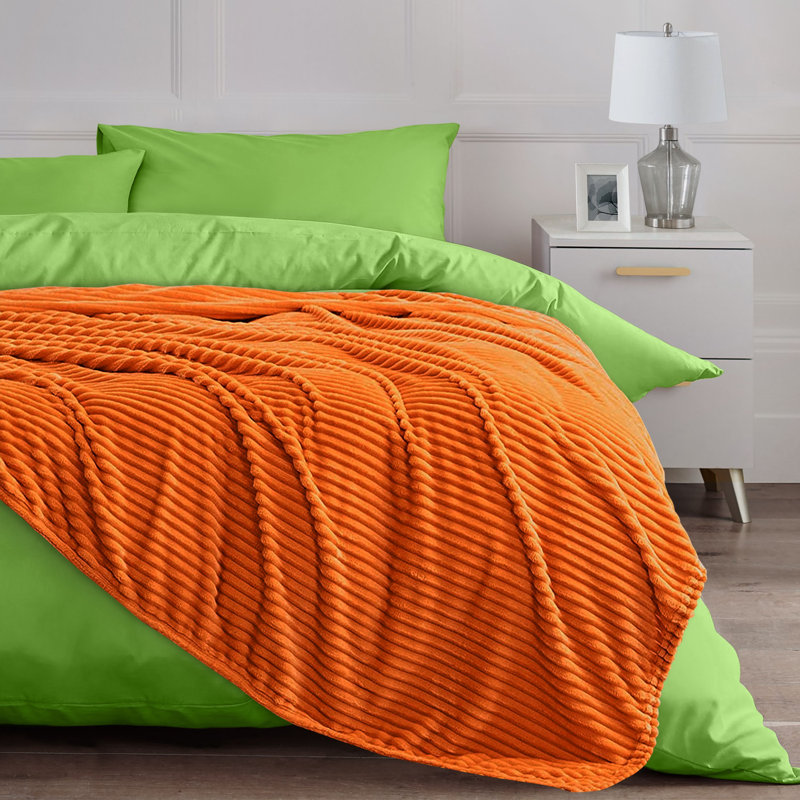 Allia Thermal Modern Printed Cord Throw Blanket, W127 x L152cm, Orange