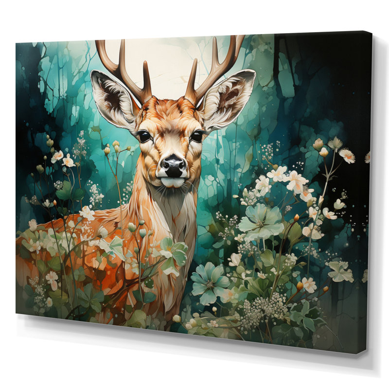 Deer Emerald Grace II - reproduction d'art sur toile, H 12 po x l 20 po, Toile tendue