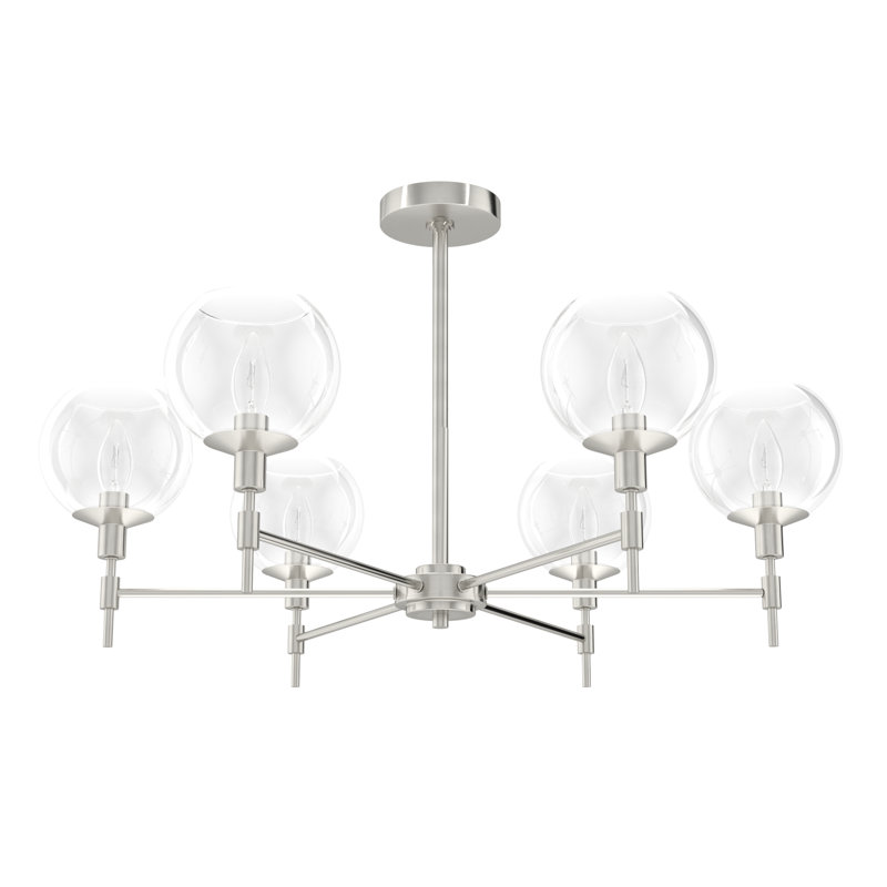 Jaylanie 6 - Light Dimmable Modern Linear Chandelier, Brushed Nickel