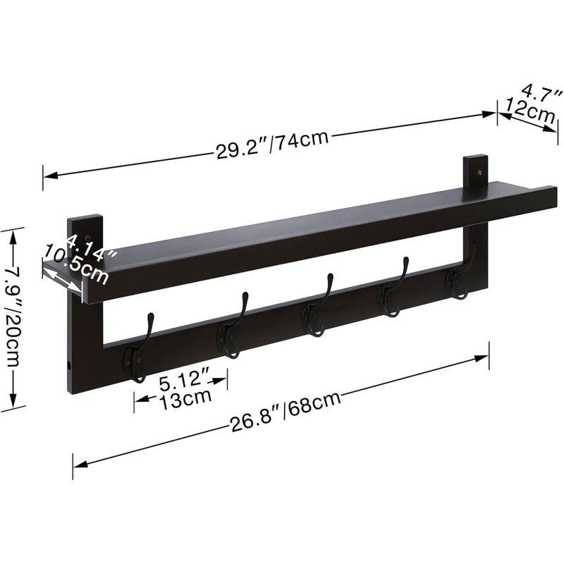 Wall 5 - Hook Coat Rack, Black