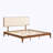 Solid Dry Bamboo Wood Platform Bed with Upholstered Adjustable Headboard-1119682955