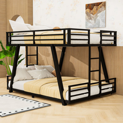 Metal Bunk Bed with Dual Ladders and Reinforced Stability