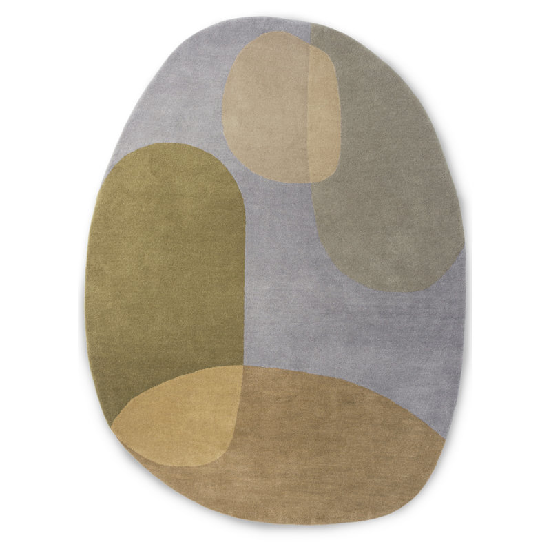 Decor Handmade Wool Geometric Area Rug, Gray;Beige, Oval 9' x 12'
