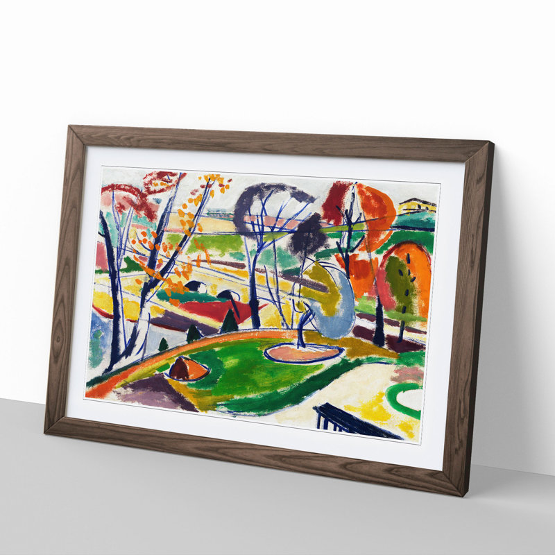 Landscape View by Henry Lyman Sayen - Picture Frame Painting, Walnut Framed, 48cm H x 65cm W x 2cm D