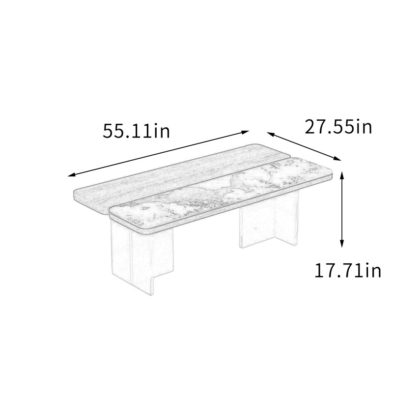 Table basse flottante en acrylique, Nut Brown , 17.71" H x 55.11" W x 27.55" D