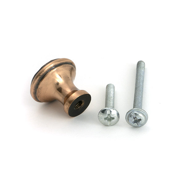Hammered Round Knob, Polished Bronze, 0.79" Knob Diameter