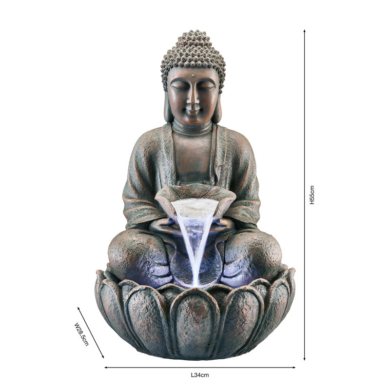 Stetler Weather Resistant Buddha Fountain with Light