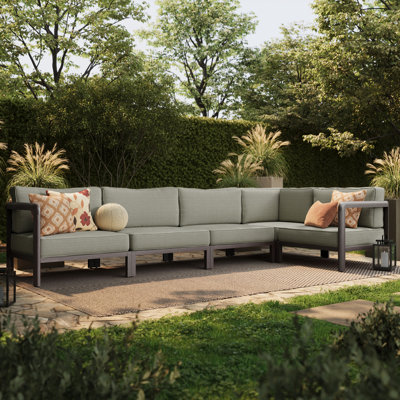 Kona L-Shaped Outdoor Teak Wood Modular Sofa in Ash