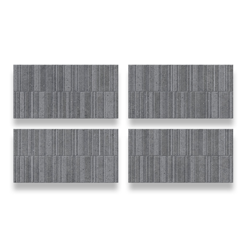 Spanish Silis 12"x 24" Matte 3D Fluted Terrazzo Look Porcelain Wall Tile (5 PCS, 10.76 sq. ft./Case), Black