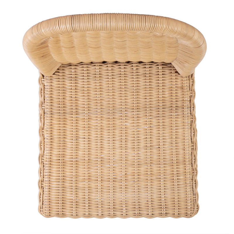 Flora Rattan 30" Scalloped Edge Bar Stool, Counter Stool (24" Seat Height)