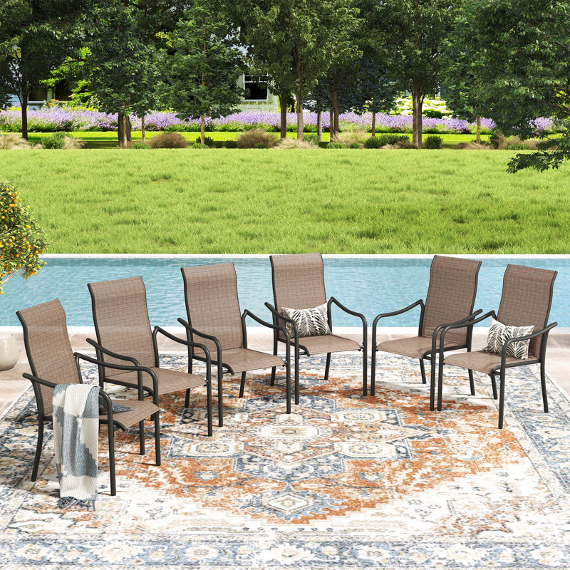 Fauteuils de salle à manger d'extérieur empilables, Brun