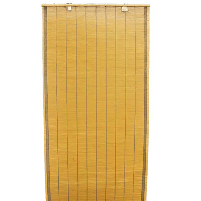 Brown Bamboo Matchstick With Blue Stitching Hanging Room Divider