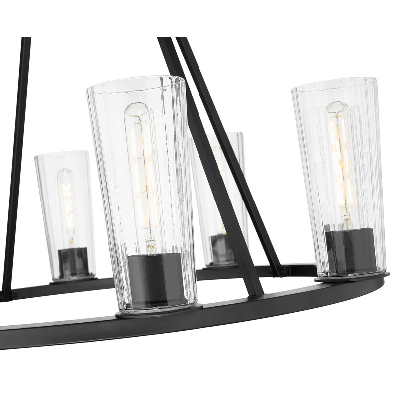 Lustre 8 lumières Esma, Noir mat