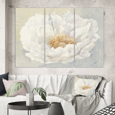 White Serene Peony - Image multi-pièces sur toile