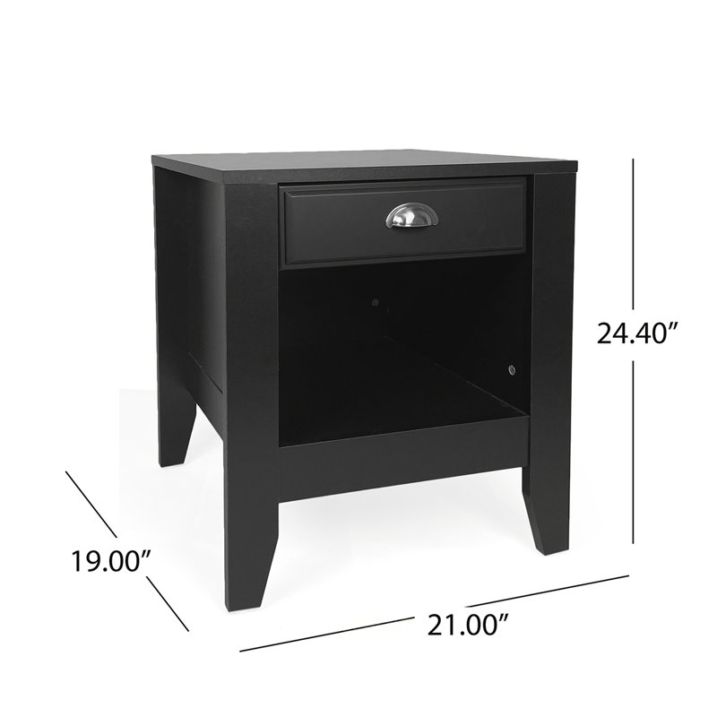Charming Contemporary Side Table with Versatile Storage Options, Black
