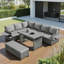 Ensemble de canapé de patio en rotin en forme de L 5 pièces avec 2 tables d'appoint et table de salle à manger extensibles-1205004230-1205004232