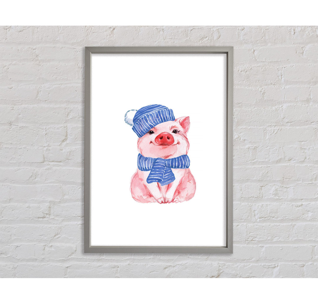 Winter Piggy Love - Einzelner Bilderrahmen Kunstdrucke auf Leinwand