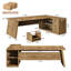 Bureau de direction en L de 198 cm avec rangement, bureau pour bureau à domicile avec 2 tiroirs et 4 tablettes ouvertes, brun-1647112832
