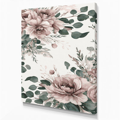 "Watercolor Floral 2", art mural sur toile grise