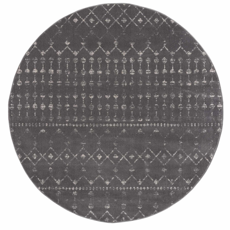 Tapis gris Dounia, Rond 6 pi 7 po, Gris foncé