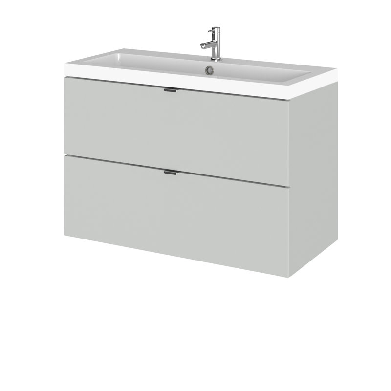 Fusion 20319.96 mm Single Vanity with Integrated Basin, Gloss Grey Mist