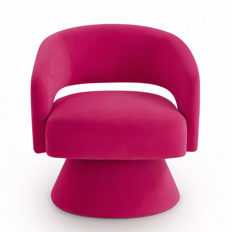 Fauteuil demi-tonneau pivotant rembourré en velours, Rose