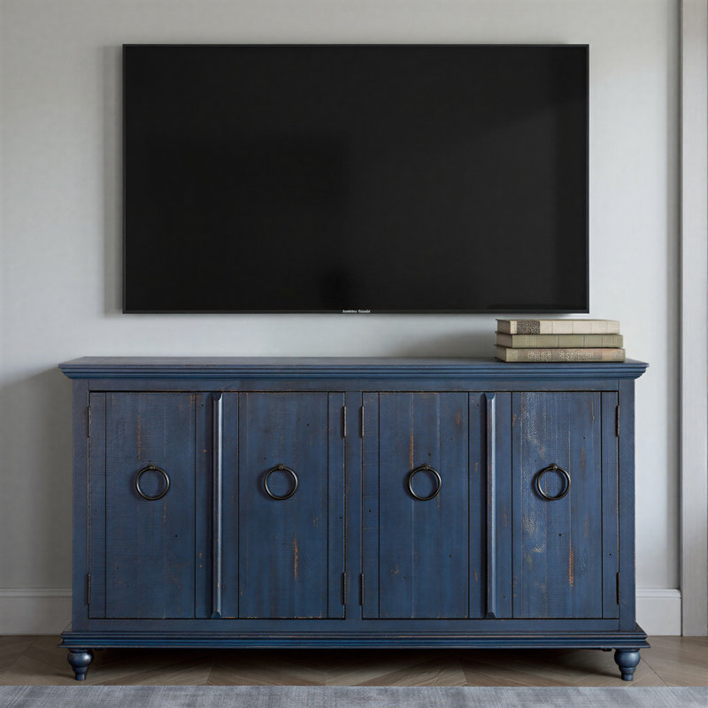 Rushville Solid Wood TV Stand for TVs up to 70", Blue