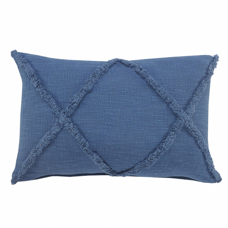 Coussin à fermeture à glissière 100% coton 16 po x 24 po Laskie, Bleu de cobalt