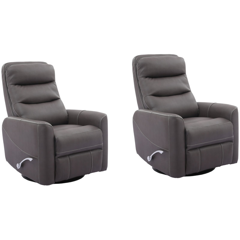 Casarez 31" Upholstered Manual Swivel Glider Recliner with Recessed Arms, Haze
