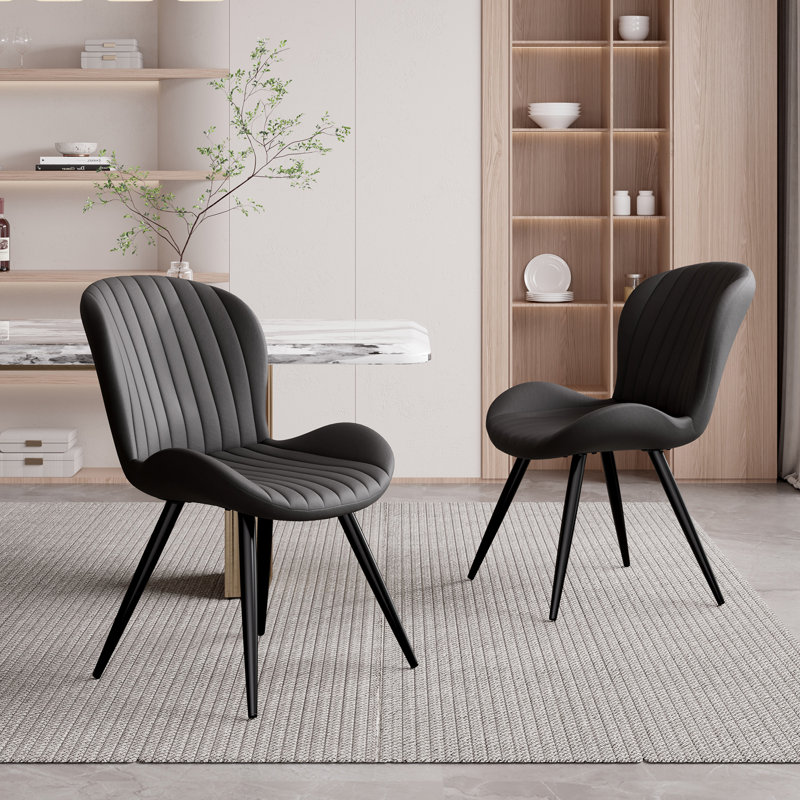 Modern Dining Chairs, Tech Fabric Upholstered Kitchen Chairs With Curved Backrest, Comfortable Dining Room Chairs For Family Meals & Guests
