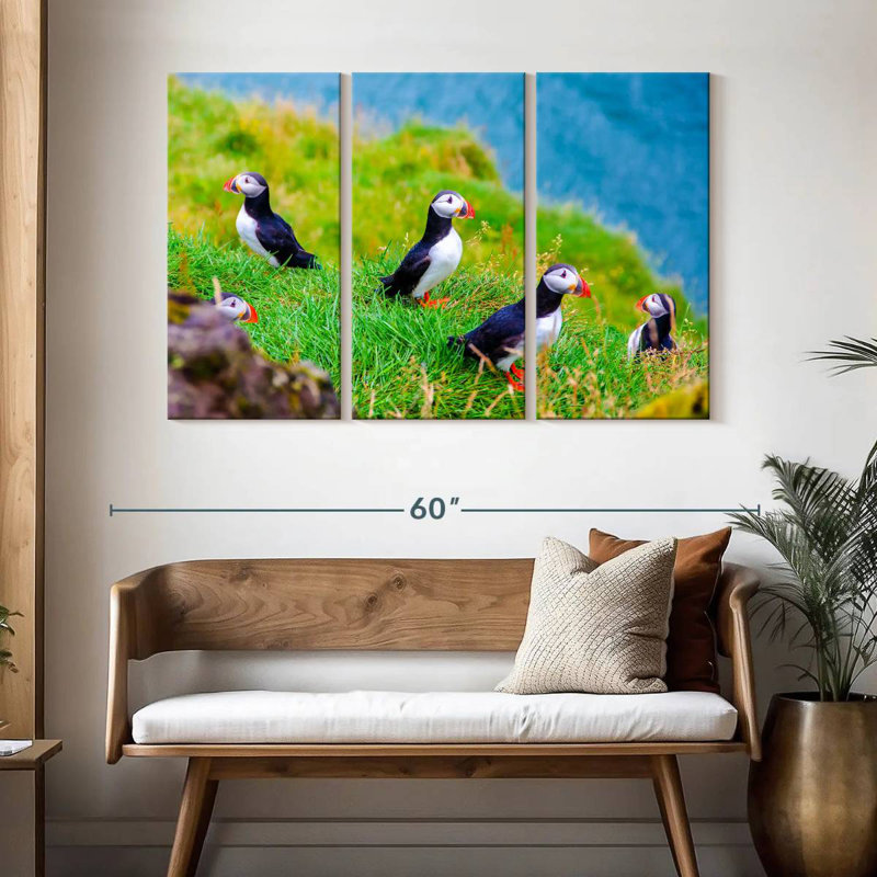 Brampt Puffins On Grass, 32" H x 50" W