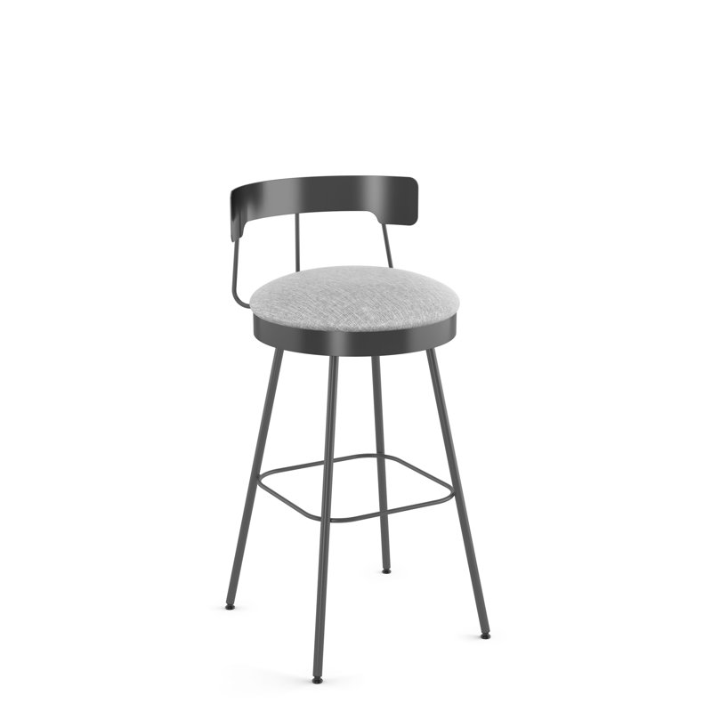 Walley Swivel Counter & Bar Stool, Matt Dark Grey, Bar Stool (30.25" Seat Height), Polyester-Grey White