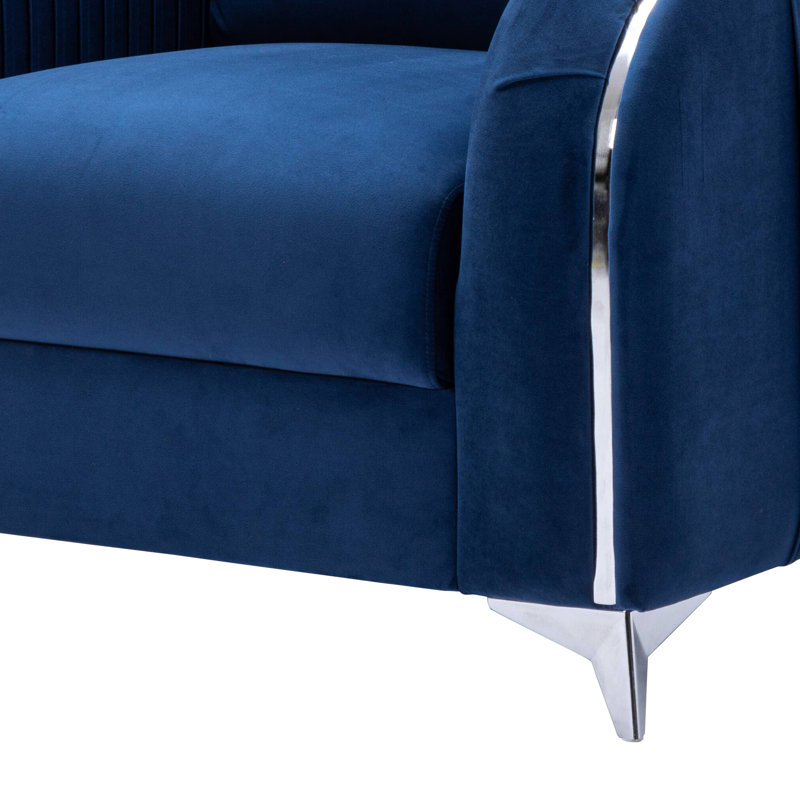 Fauteuil en velours bleu jiaya