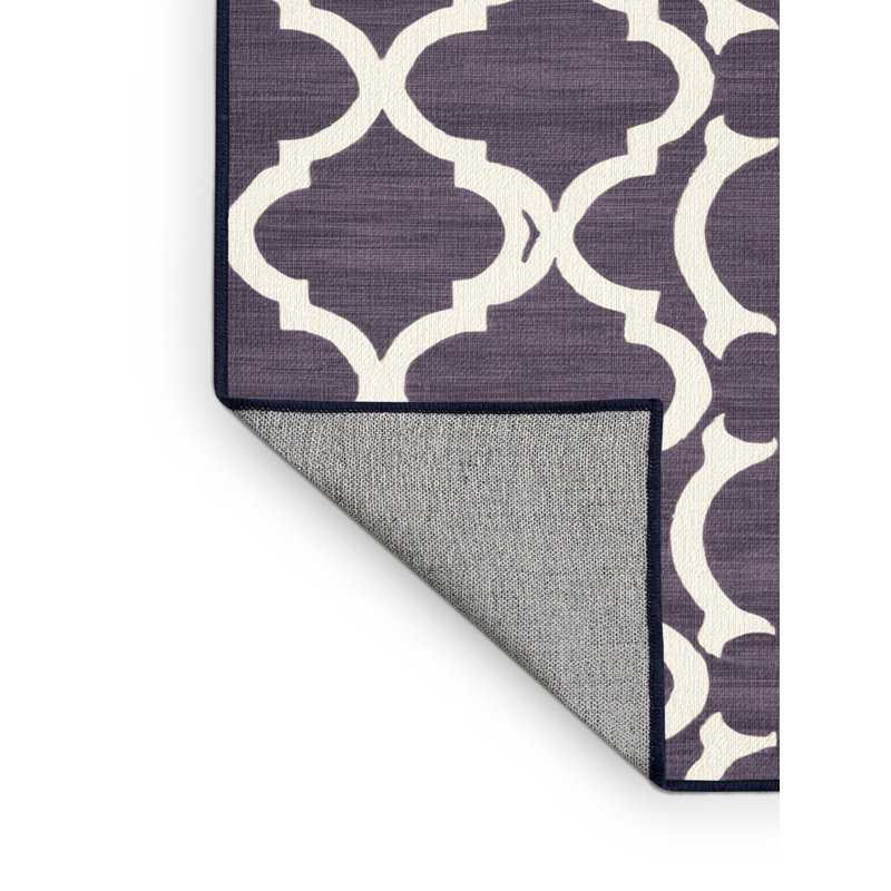 Tapis mauve lavable à la machine, Rond 5 pi