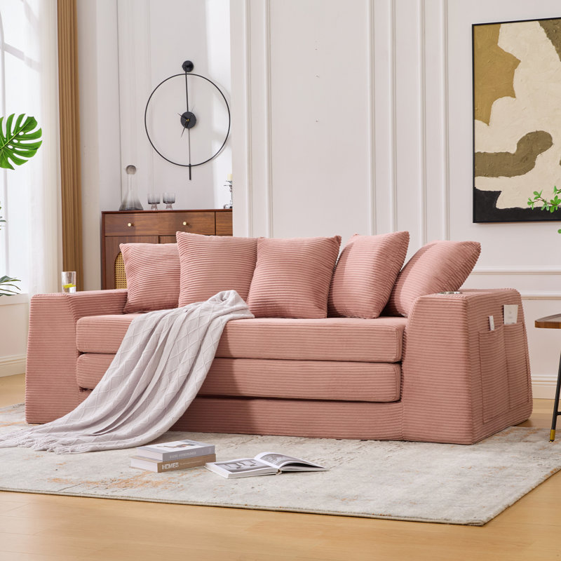 [Nouveauté] [Vidéo fournie] Canapé-lit convertible de 82,25 po, Rose