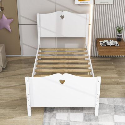 Lit plateforme simple en bois avec tête de lit