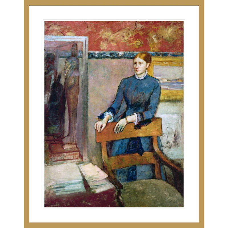 «Helene Rouart in Her Father's Study» par Edgar Degas, impression par estampe numérique encadrée, H 41,5 po x l 32,86 po