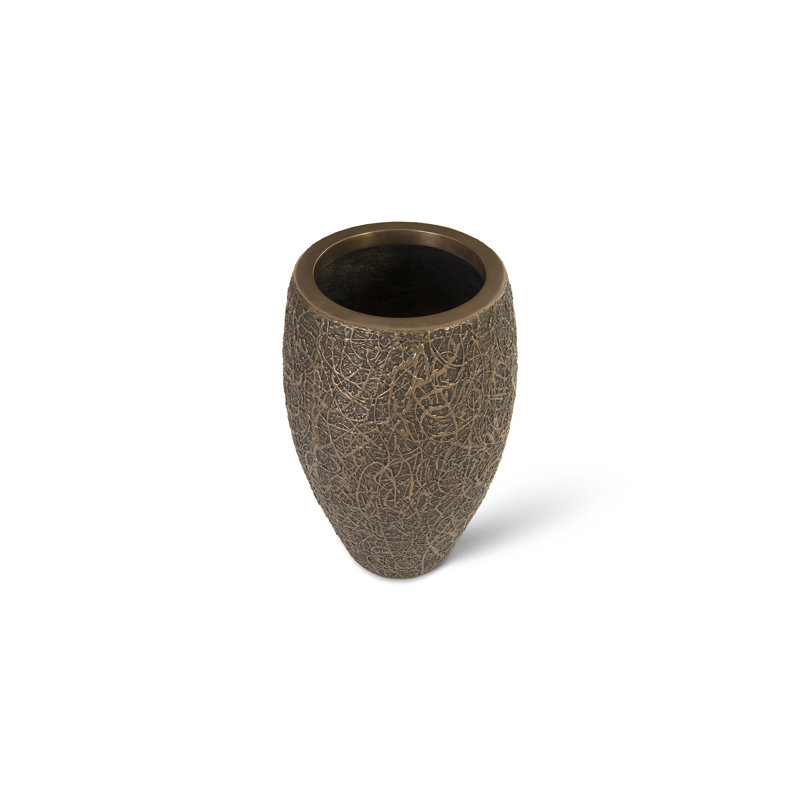 String Theory Resin Pot Planter, 32" H x 18" W x 18" D, Bronze