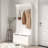 Multi-Use Hall Tree With Shoe Storage Bench And 5 Hooks, Elegant White Entryway Organizer